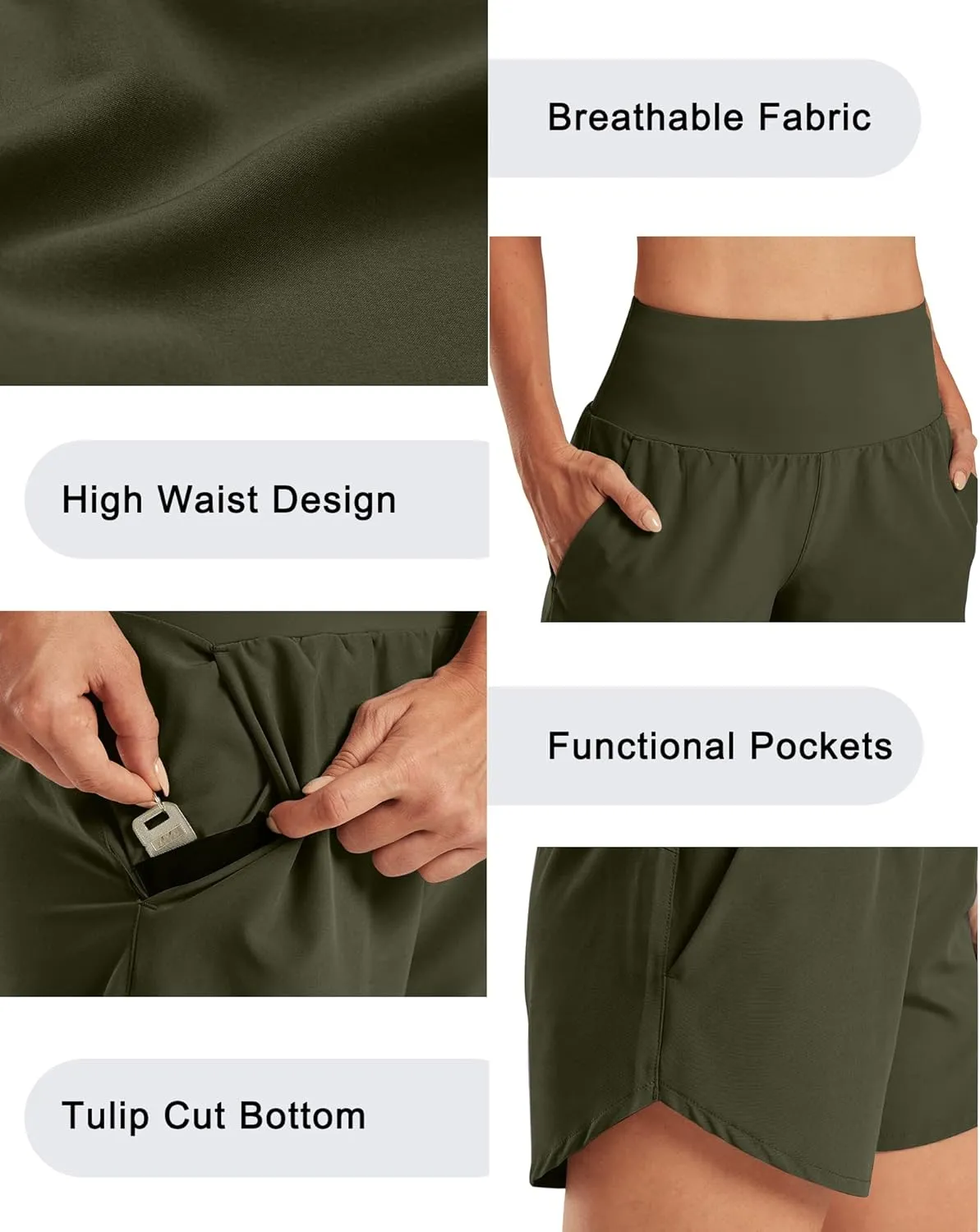G4Free Athletic Shorts for Women Lightweight Running Shorts with Pockets 5" Quick Dry Workout Shorts for Gym Exercise