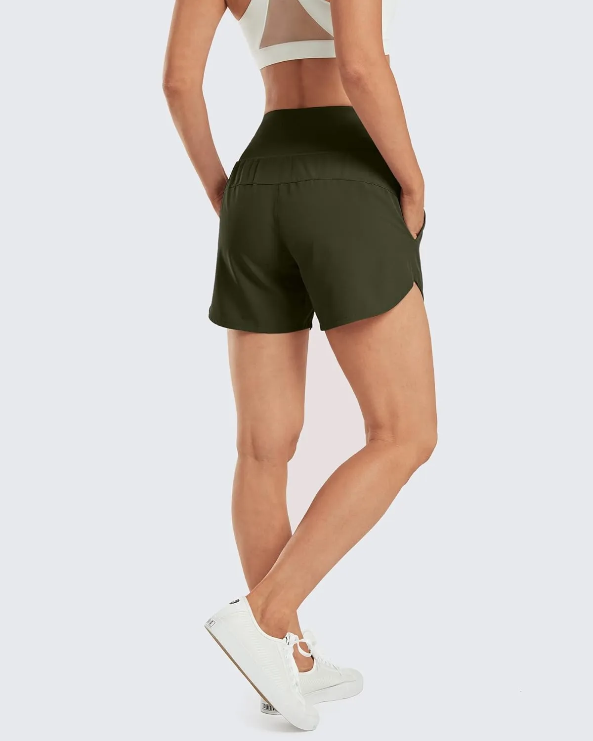 G4Free Athletic Shorts for Women Lightweight Running Shorts with Pockets 5" Quick Dry Workout Shorts for Gym Exercise