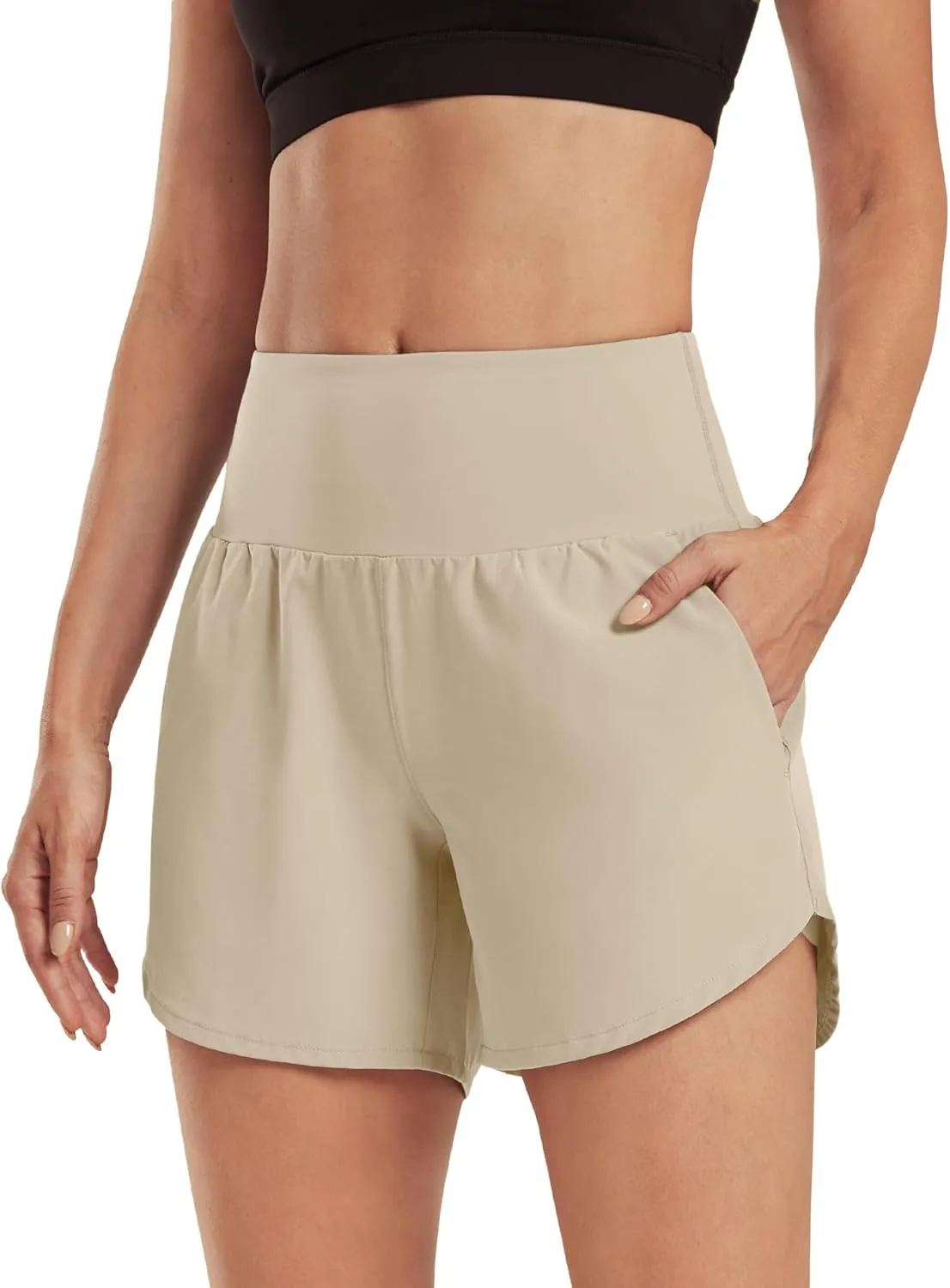 G4Free Athletic Shorts for Women Lightweight Running Shorts with Pockets 5" Quick Dry Workout Shorts for Gym Exercise
