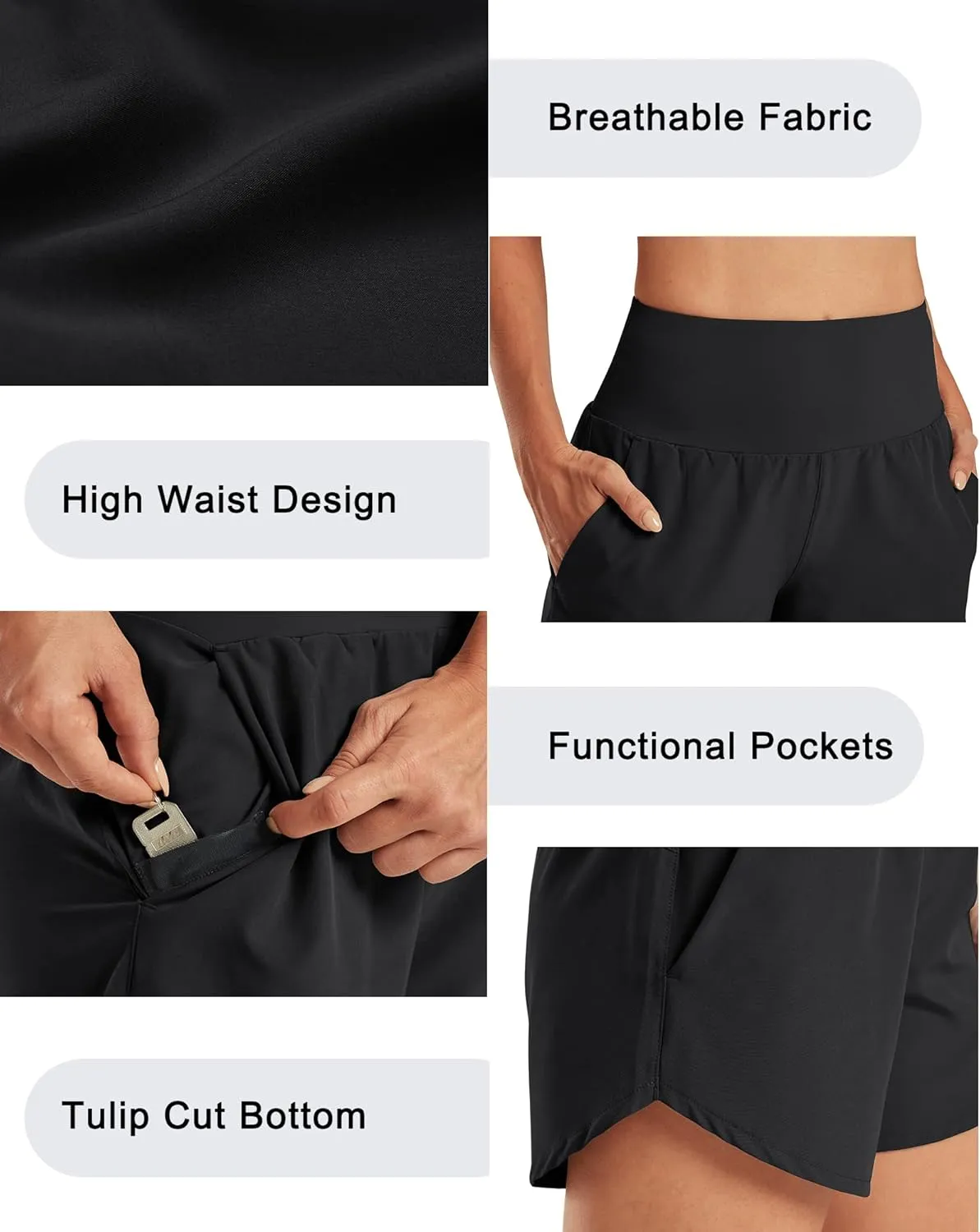 G4Free Athletic Shorts for Women Lightweight Running Shorts with Pockets 5" Quick Dry Workout Shorts for Gym Exercise
