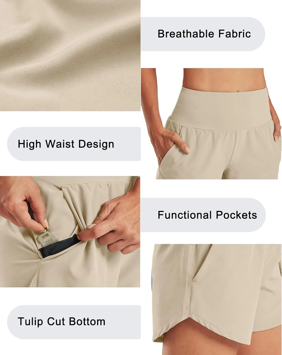 G4Free Athletic Shorts for Women Lightweight Running Shorts with Pockets 5" Quick Dry Workout Shorts for Gym Exercise