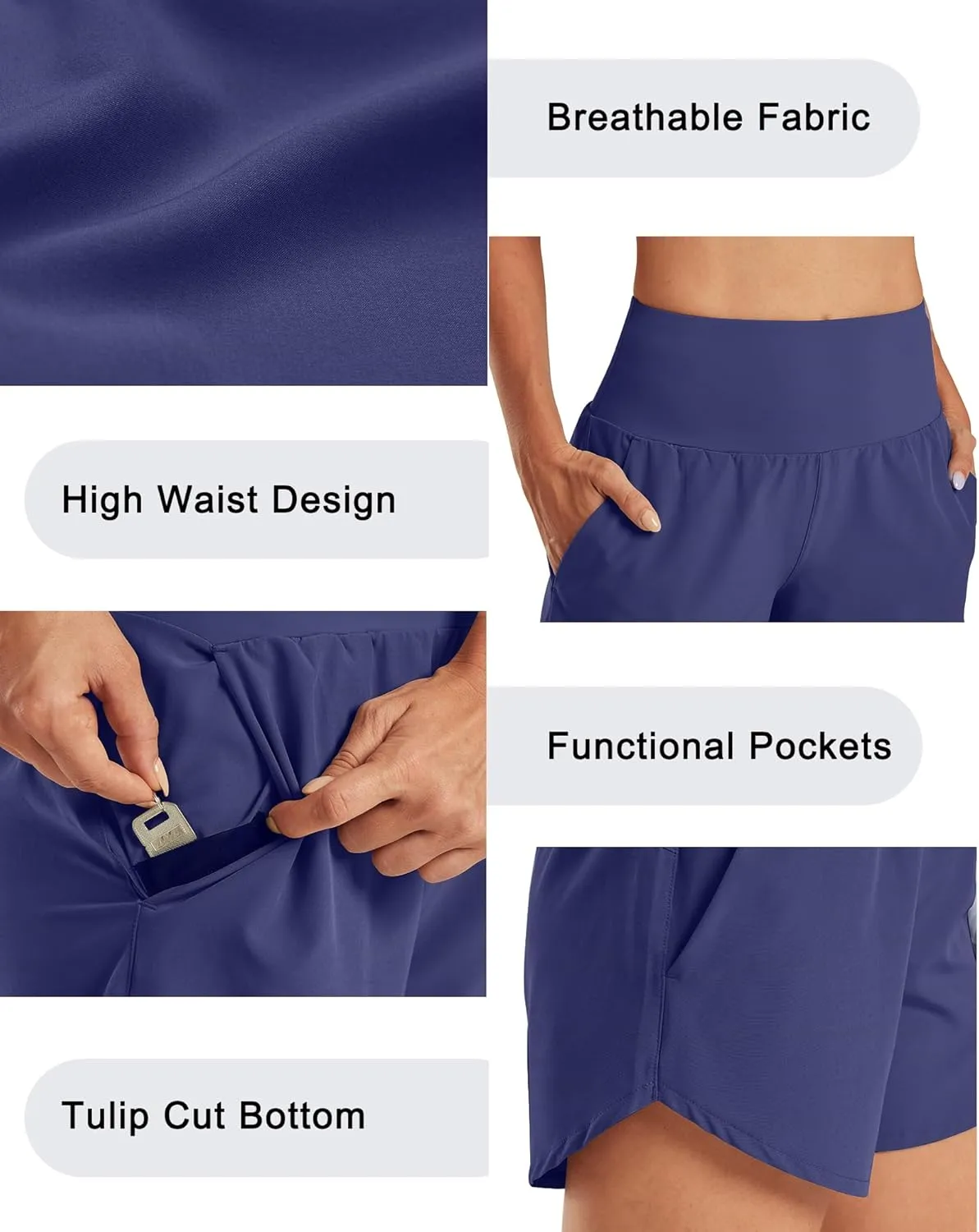 G4Free Athletic Shorts for Women Lightweight Running Shorts with Pockets 5" Quick Dry Workout Shorts for Gym Exercise