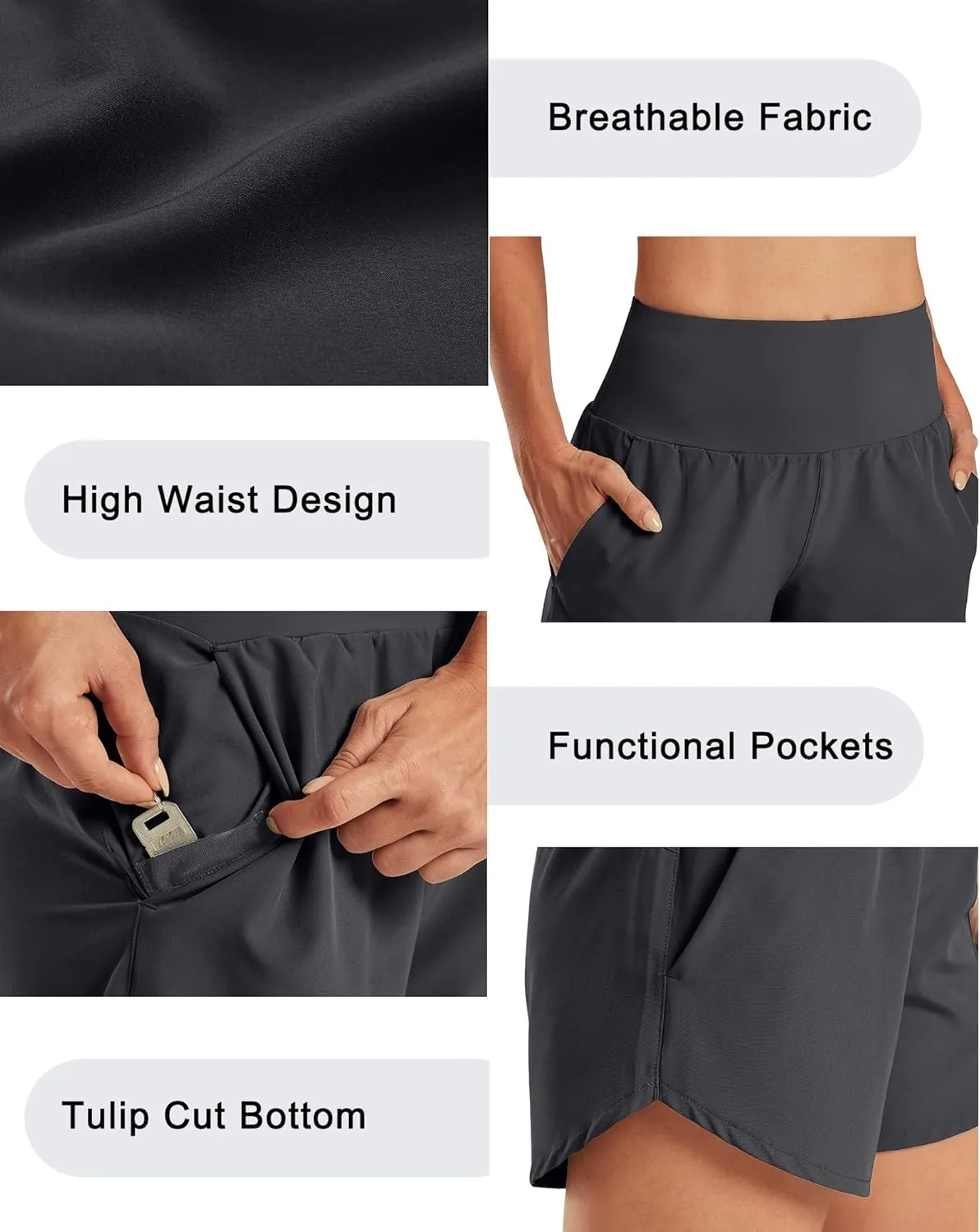 G4Free Athletic Shorts for Women Lightweight Running Shorts with Pockets 5" Quick Dry Workout Shorts for Gym Exercise
