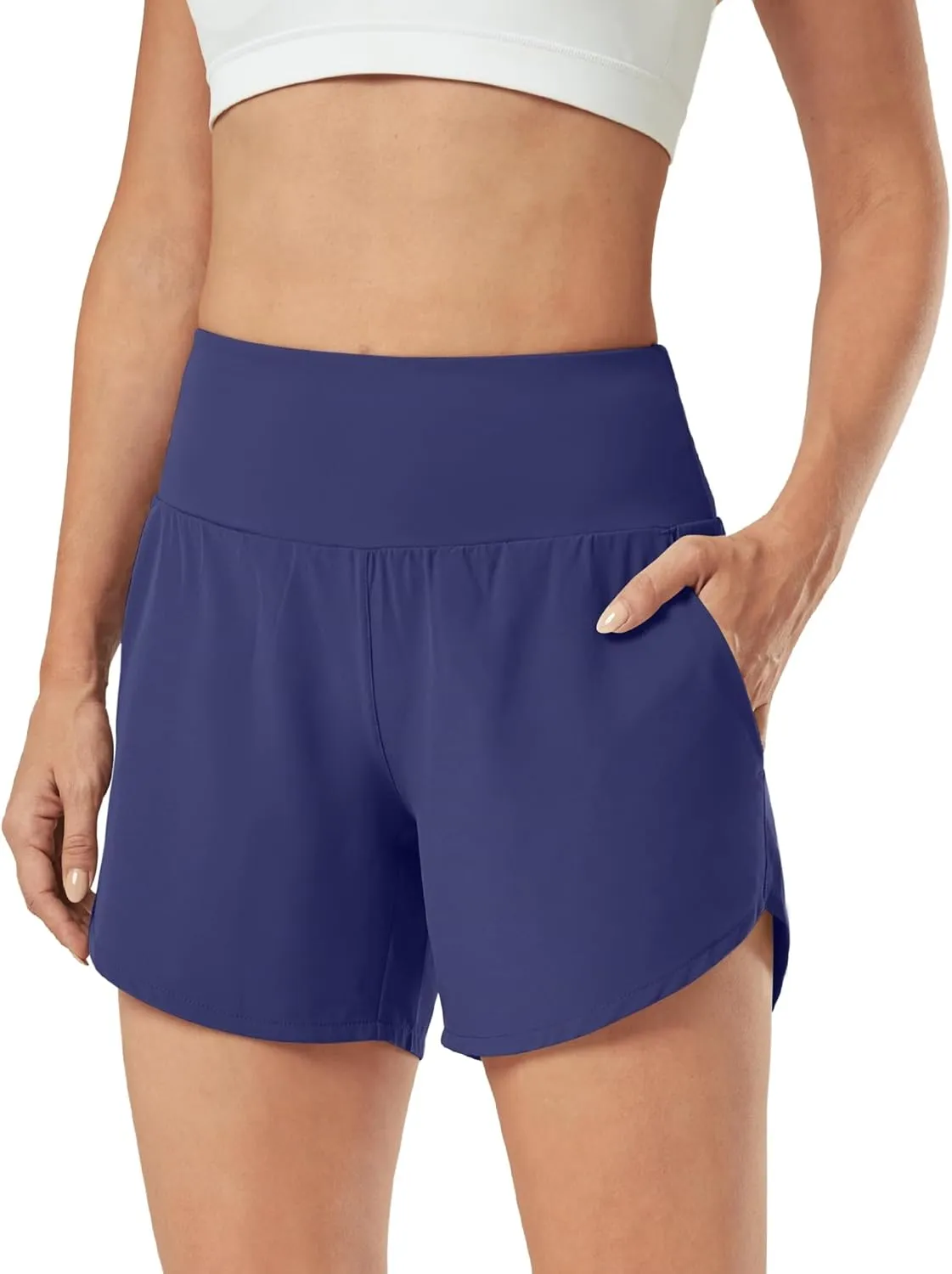 G4Free Athletic Shorts for Women Lightweight Running Shorts with Pockets 5" Quick Dry Workout Shorts for Gym Exercise