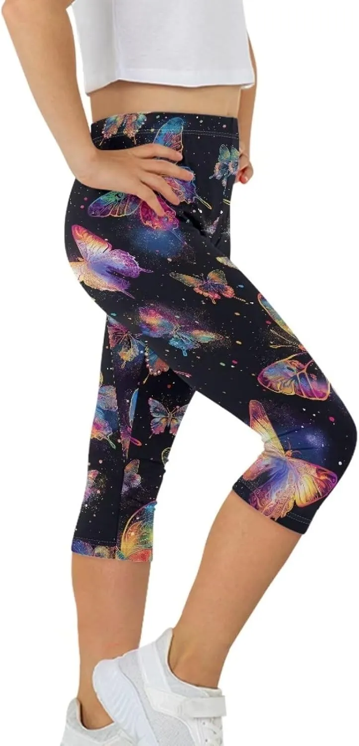 Girls Short Leggings Tummy Control Yoga Leggings