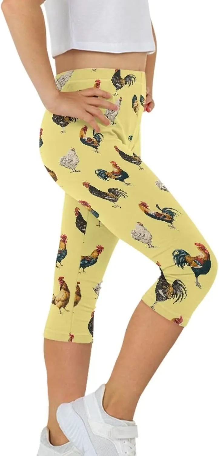 Girls Short Leggings Tummy Control Yoga Leggings