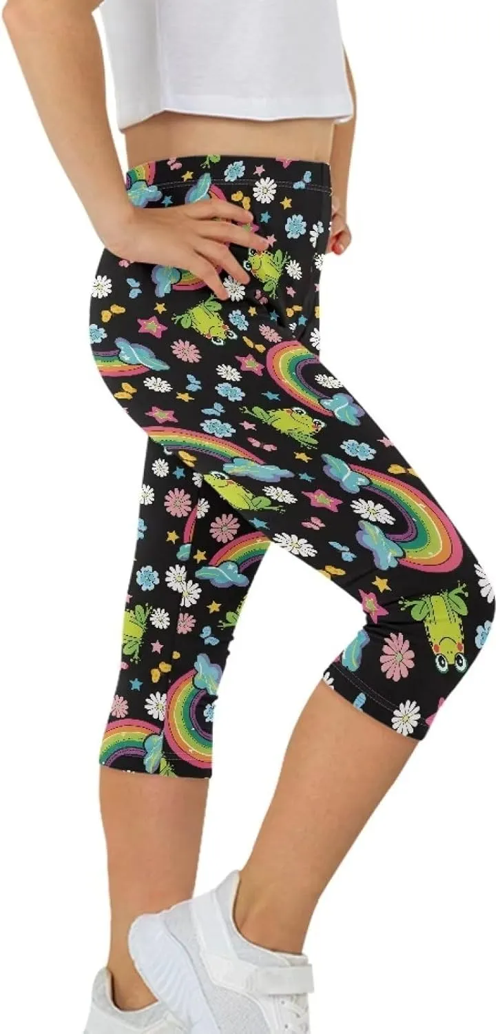 Girls Short Leggings Tummy Control Yoga Leggings