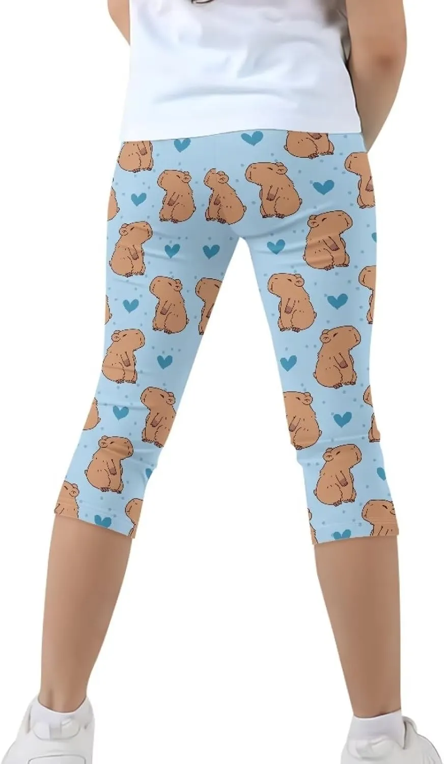 Girls Short Leggings Tummy Control Yoga Leggings