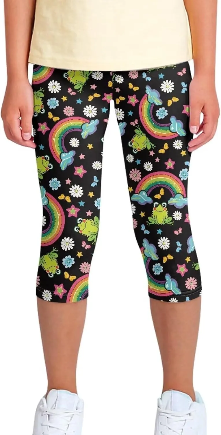 Girls Short Leggings Tummy Control Yoga Leggings