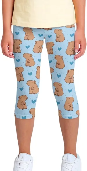 Girls Short Leggings Tummy Control Yoga Leggings