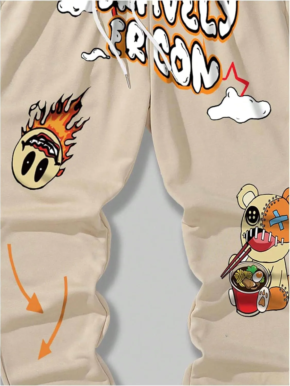 GORGLITTER Men's Graphic Sweatpants Elastic Drawstring Waist Gym Joggers Pants with Pockets