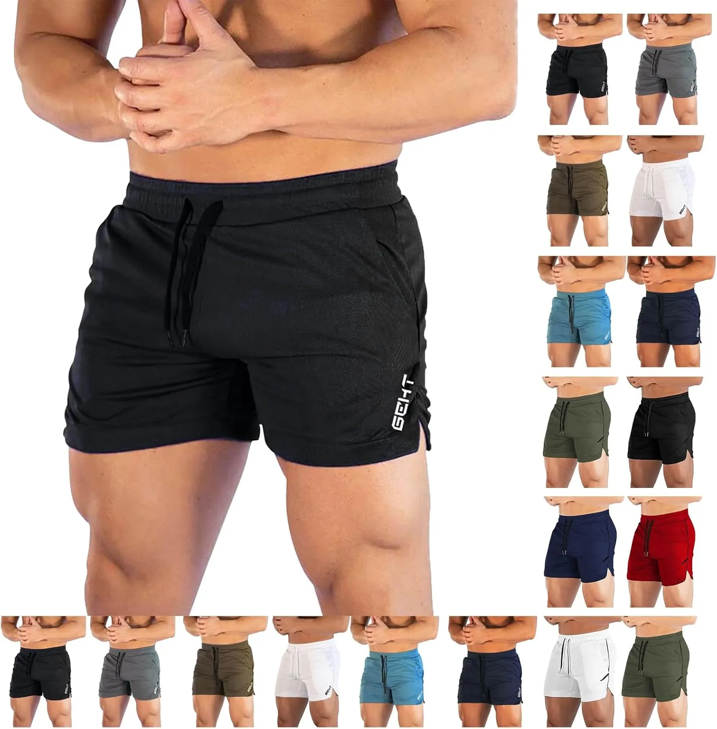 Gym Shorts Men 5 Inch Quick Dry Lightweight Athletic Short Pants Elastic Waist Bodybuilding Training Running Shorts