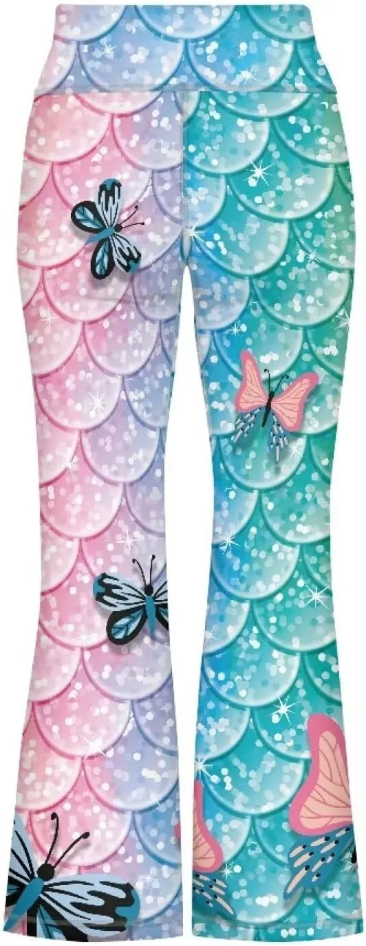 Hawapod Girls Bell Bottom Pants Comfortable High Waisted Stretch Flare Yoga Leggings