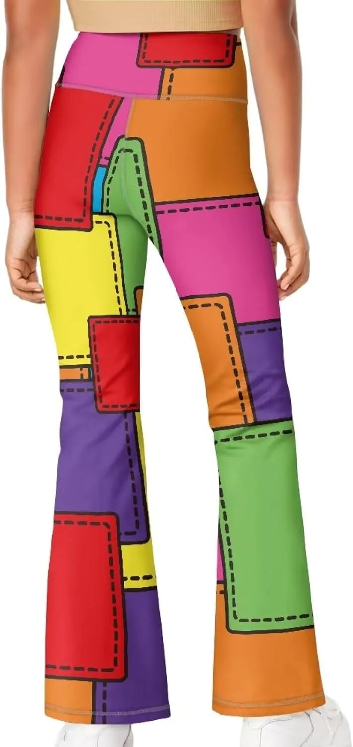 Hawapod Girls Bell Bottom Pants Comfortable High Waisted Stretch Flare Yoga Leggings