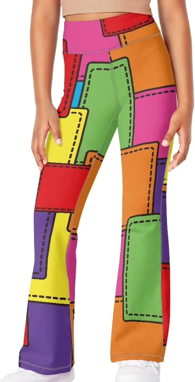 Hawapod Girls Bell Bottom Pants Comfortable High Waisted Stretch Flare Yoga Leggings
