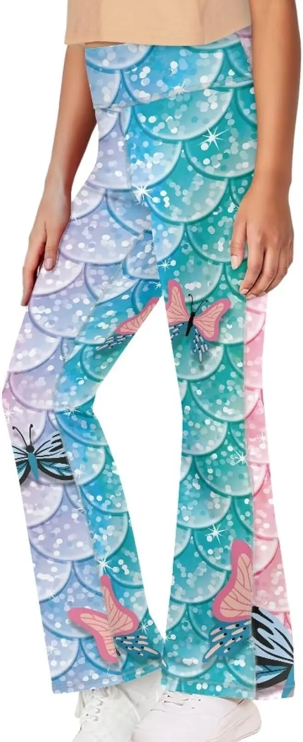Hawapod Girls Bell Bottom Pants Comfortable High Waisted Stretch Flare Yoga Leggings