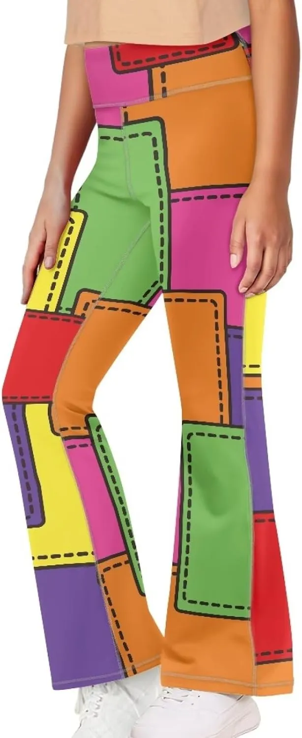Hawapod Girls Bell Bottom Pants Comfortable High Waisted Stretch Flare Yoga Leggings