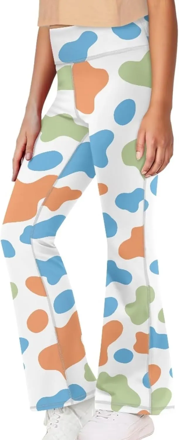 Hawapod Girls Bell Bottom Pants Comfortable High Waisted Stretch Flare Yoga Leggings