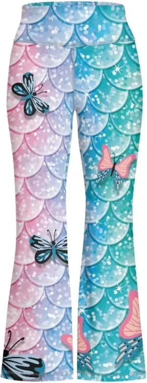 Hawapod Girls Bell Bottom Pants Comfortable High Waisted Stretch Flare Yoga Leggings