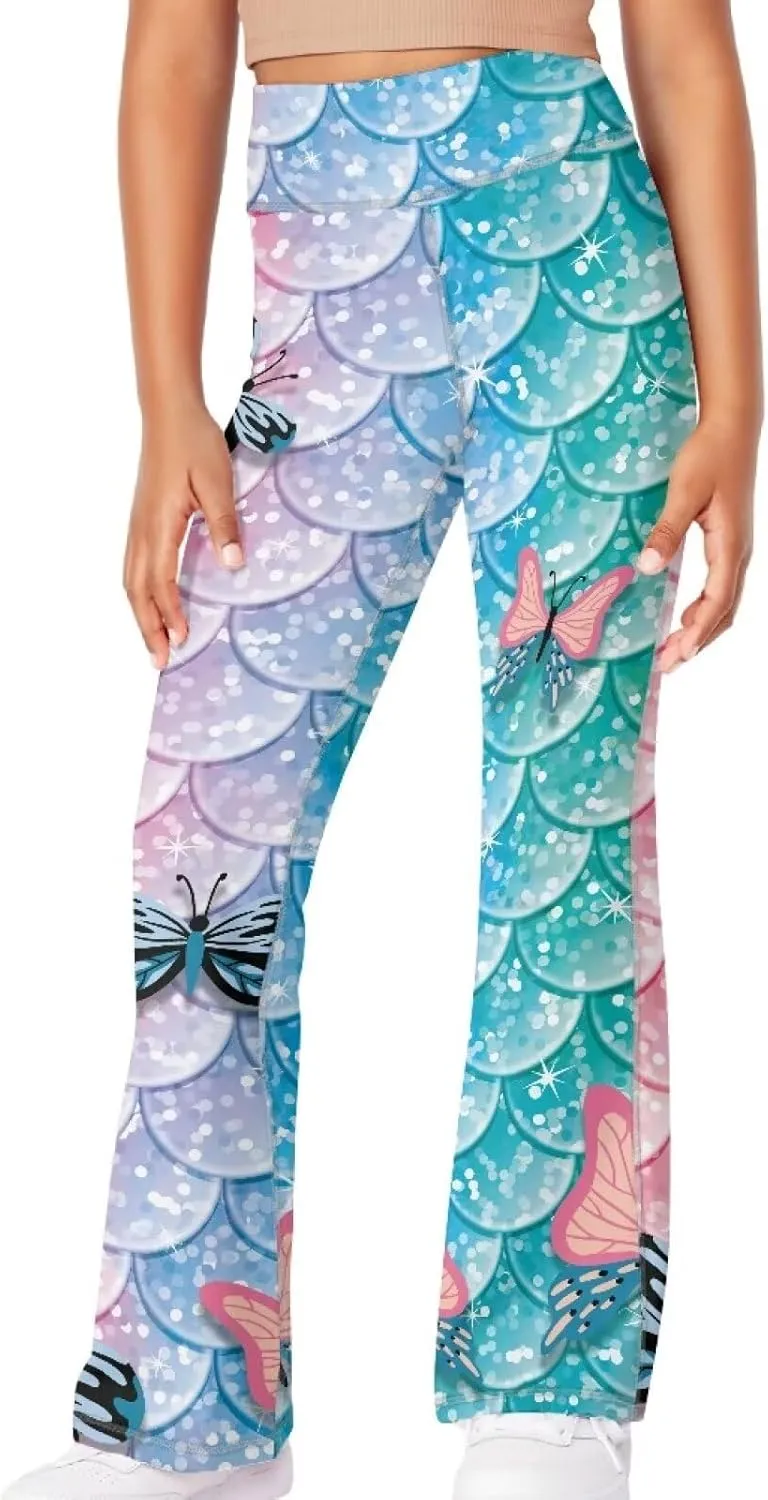 Hawapod Girls Bell Bottom Pants Comfortable High Waisted Stretch Flare Yoga Leggings