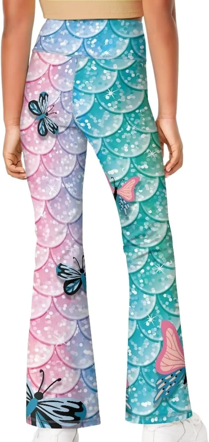 Hawapod Girls Bell Bottom Pants Comfortable High Waisted Stretch Flare Yoga Leggings