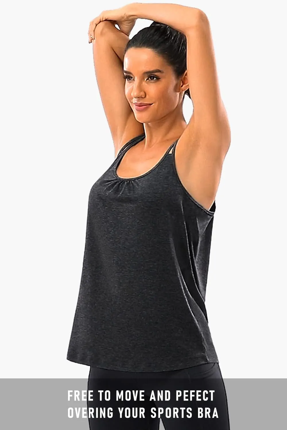 Hibelle Womens Scoop Neck Cute Racerback Yoga Workout Tank Top