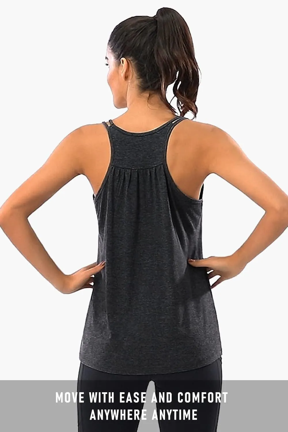 Hibelle Womens Scoop Neck Cute Racerback Yoga Workout Tank Top