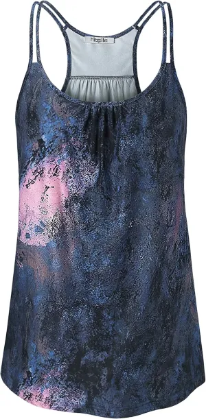 Hibelle Womens Scoop Neck Cute Racerback Yoga Workout Tank Top