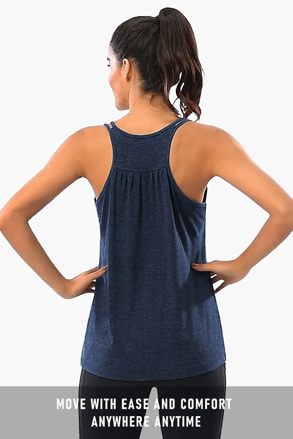 Hibelle Womens Scoop Neck Cute Racerback Yoga Workout Tank Top