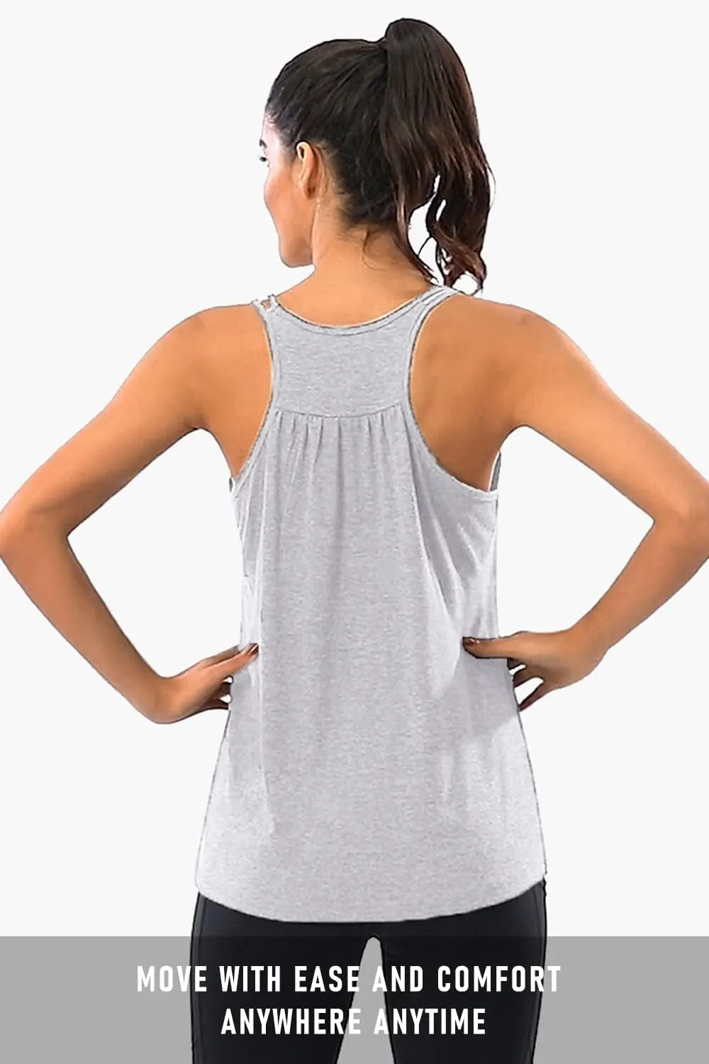 Hibelle Womens Scoop Neck Cute Racerback Yoga Workout Tank Top