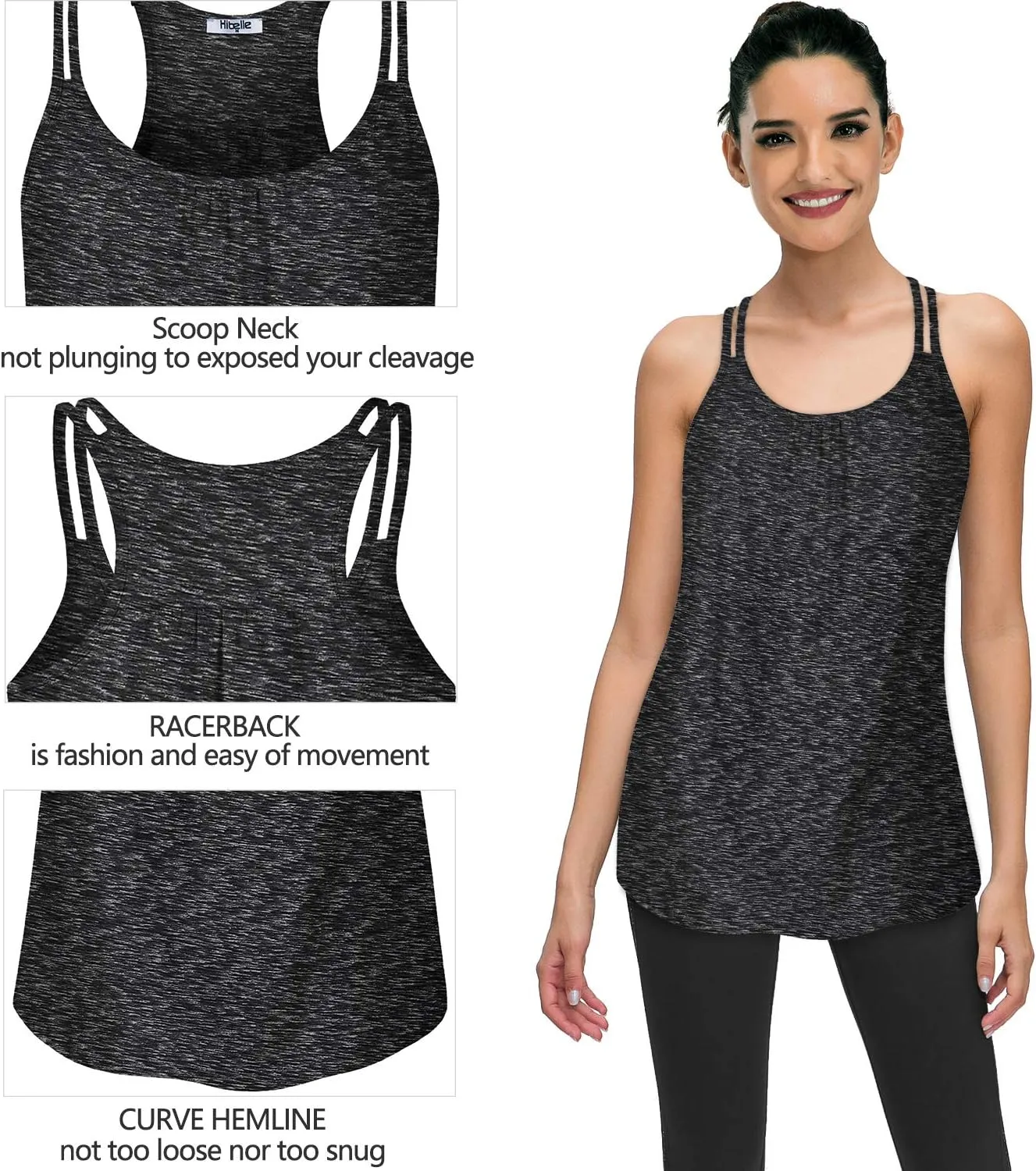 Hibelle Womens Scoop Neck Cute Racerback Yoga Workout Tank Top