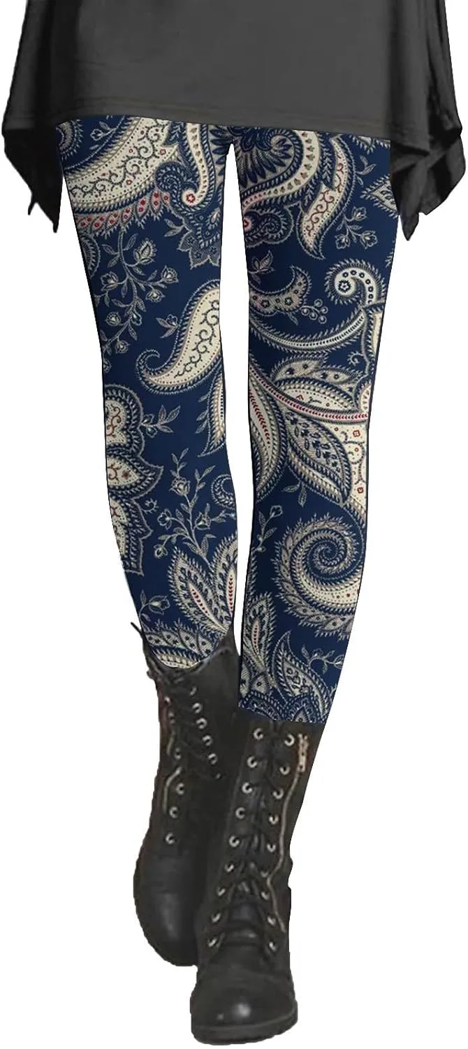 High Waisted Leggings for Women with Pockets Active Wear Printed Leggings Women's Gym Pants