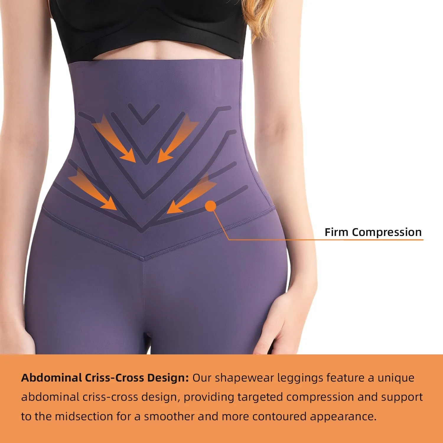 High Waisted Tummy Control Waist Compression Shapewear Yoga Leggings for Women