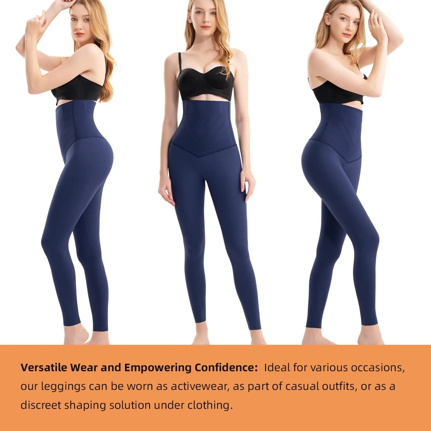 High Waisted Tummy Control Waist Compression Shapewear Yoga Leggings for Women