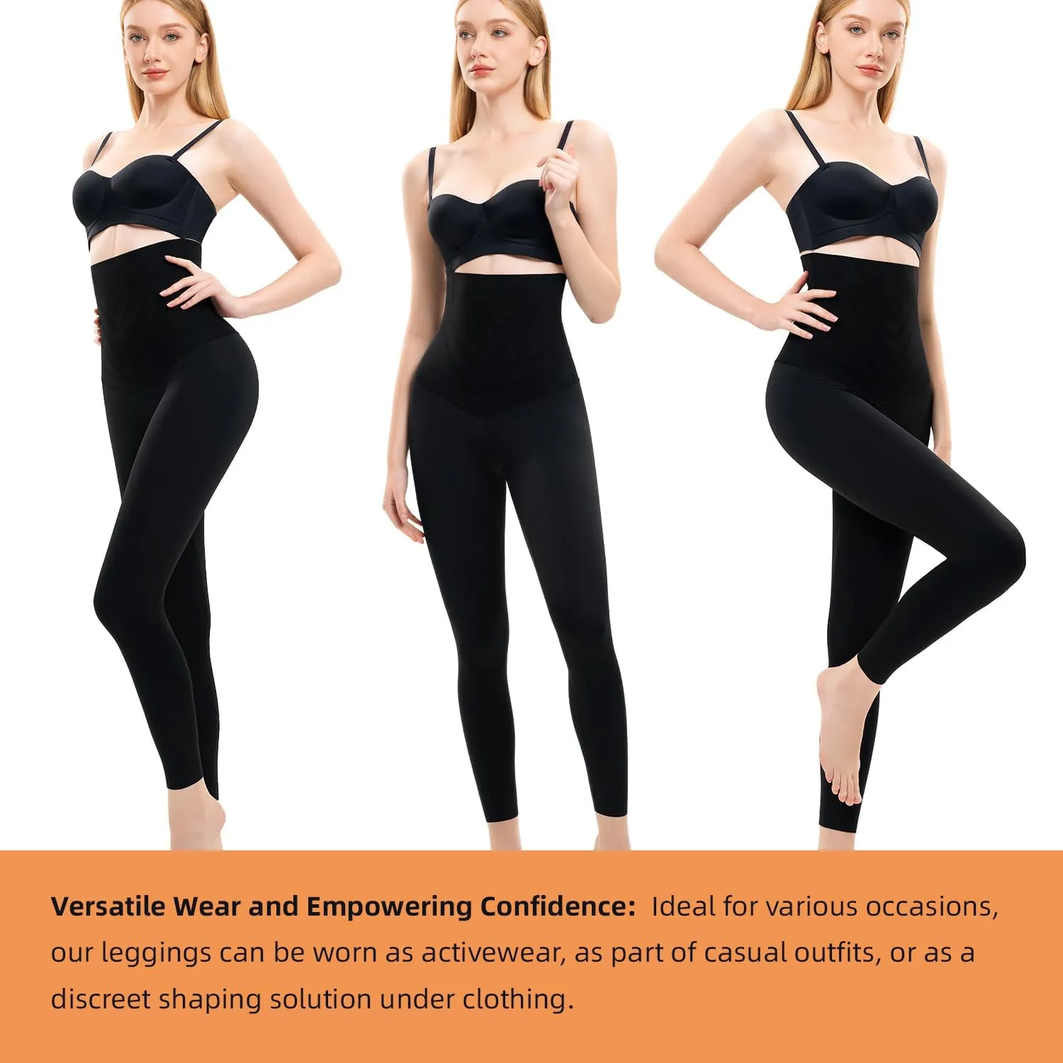 High Waisted Tummy Control Waist Compression Shapewear Yoga Leggings for Women