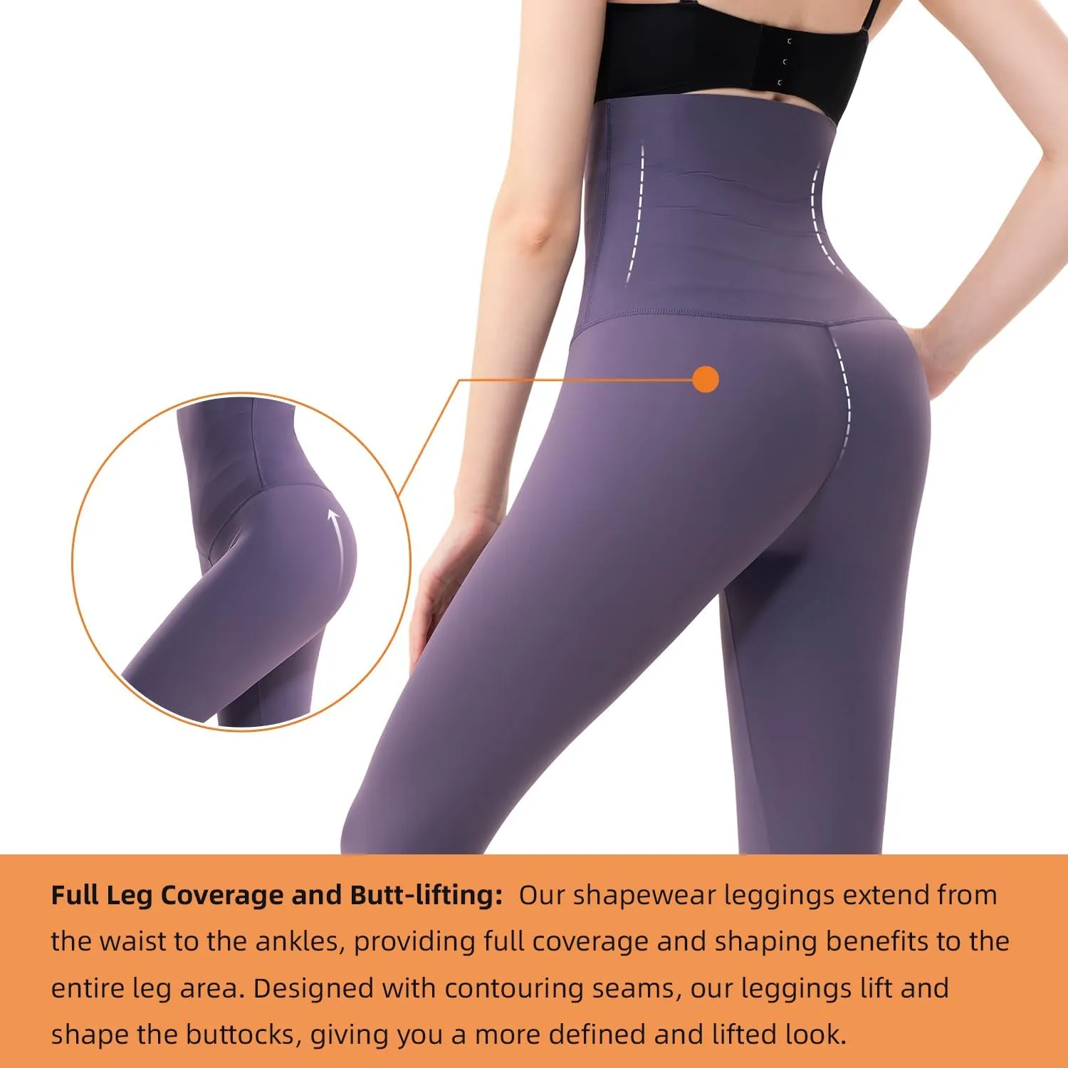 High Waisted Tummy Control Waist Compression Shapewear Yoga Leggings for Women