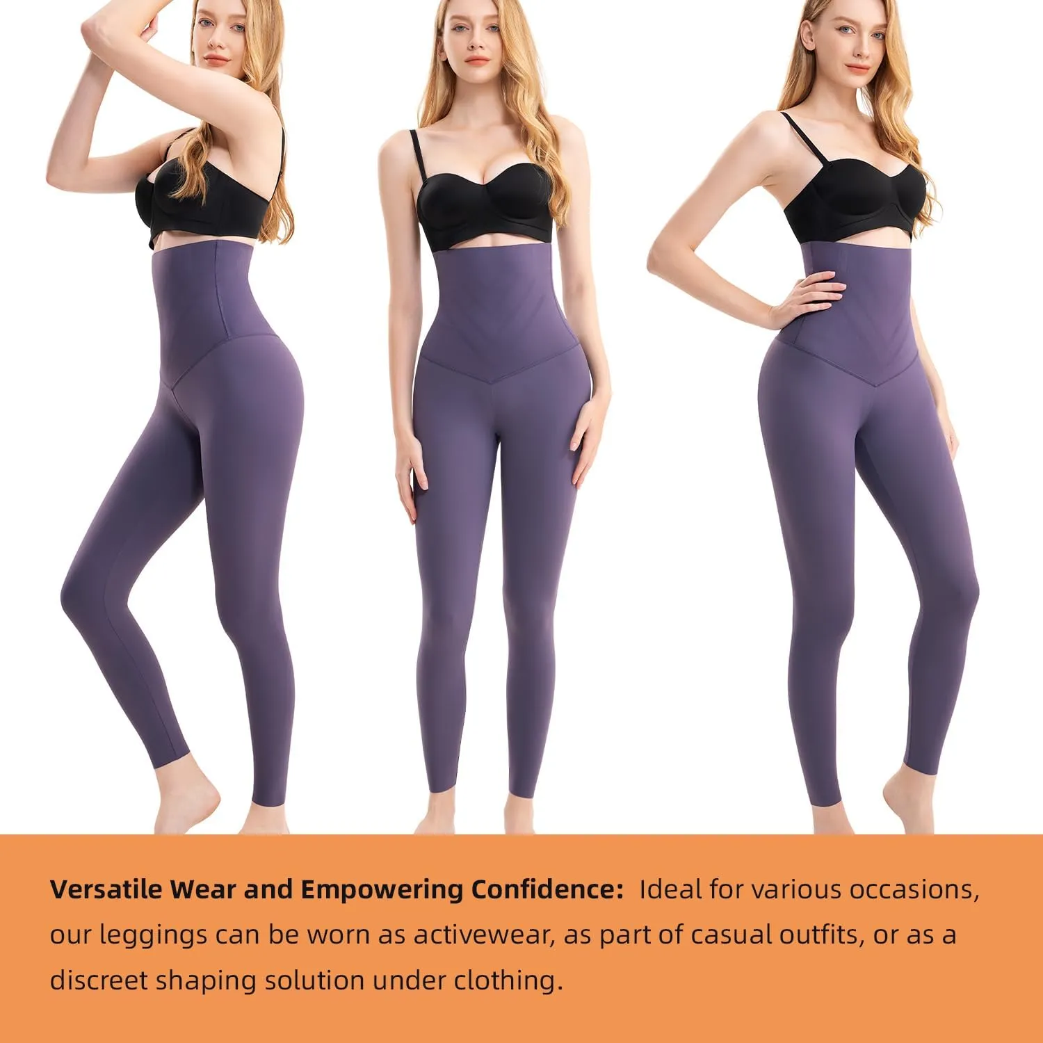 High Waisted Tummy Control Waist Compression Shapewear Yoga Leggings for Women