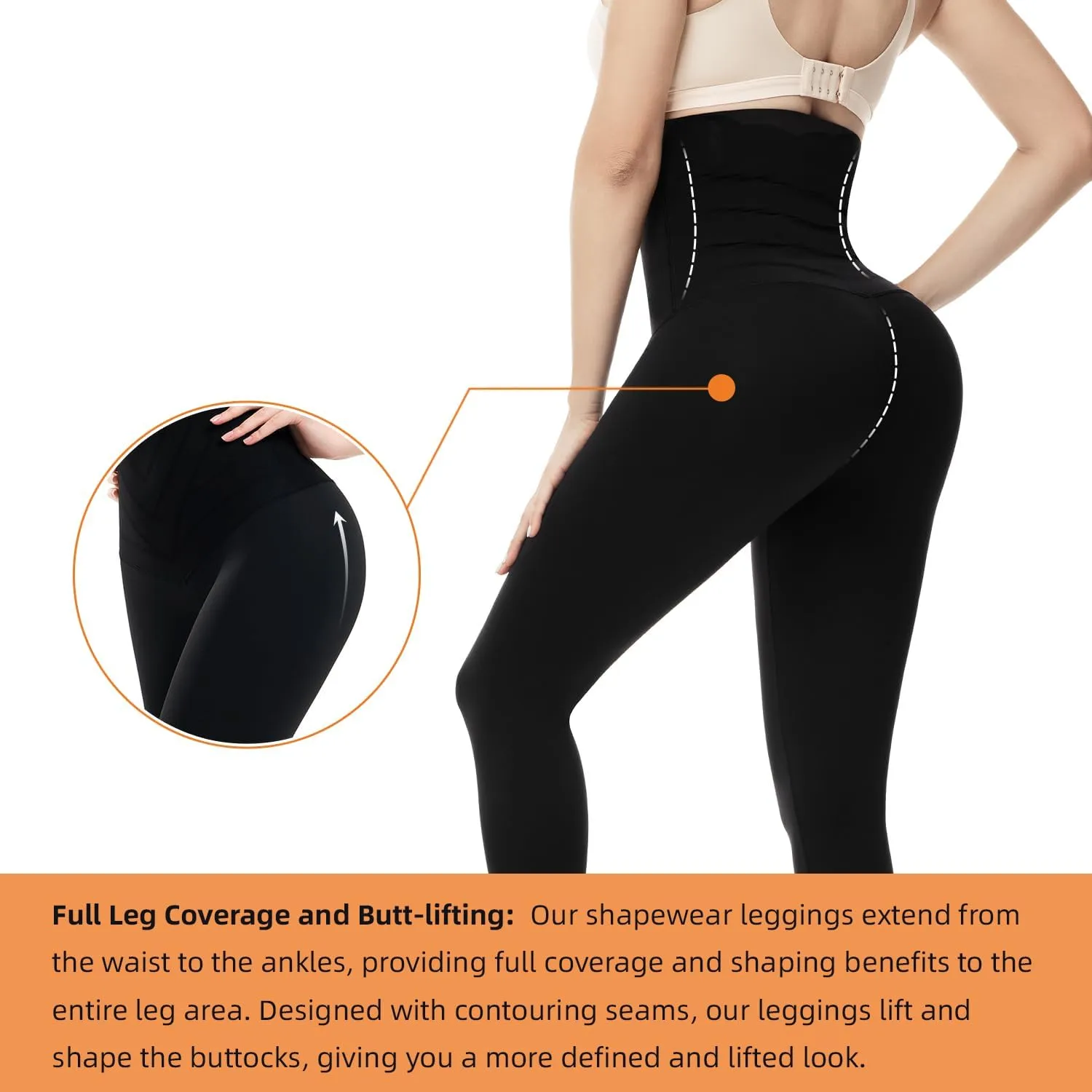 High Waisted Tummy Control Waist Compression Shapewear Yoga Leggings for Women