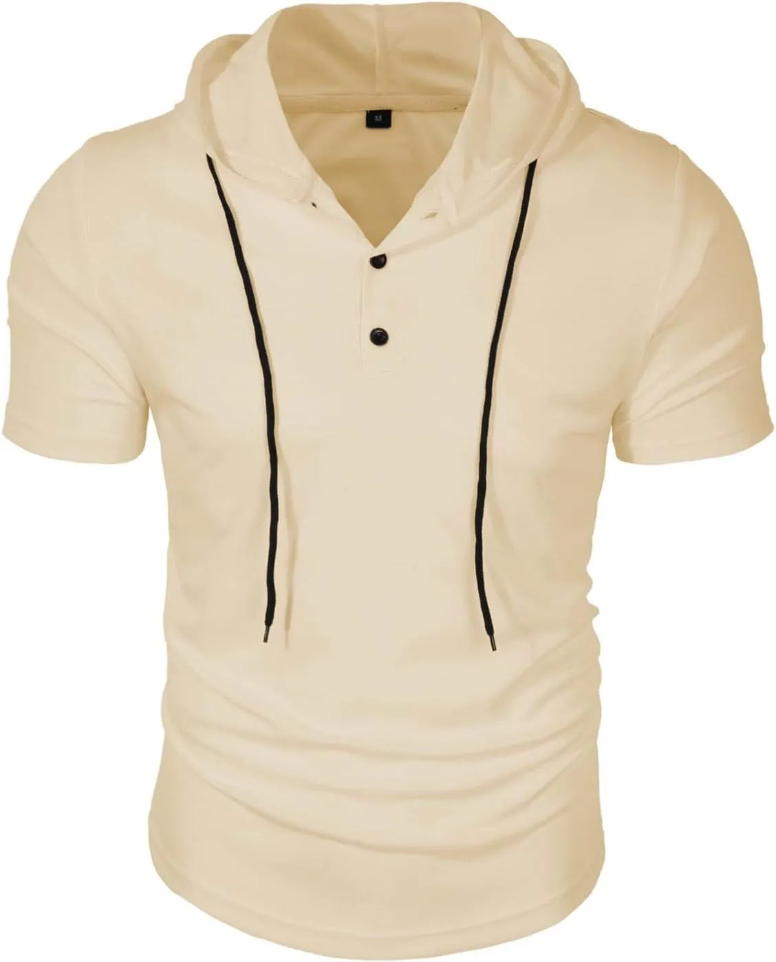 Hooded Button Up Shirt Men Casual Short Sleeve Henley Tshirts Slim Muscle Tops Lightweight Breathable Comfy Clothes