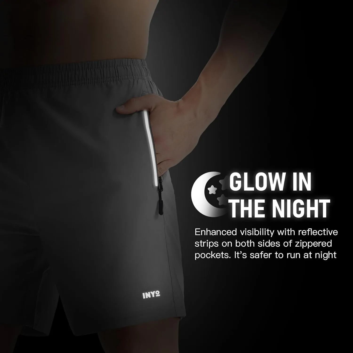 INYO Mens Athletic Short Quick Dry Lightweight Running Shorts Zipper Pockets Breathable Tennis Shorts