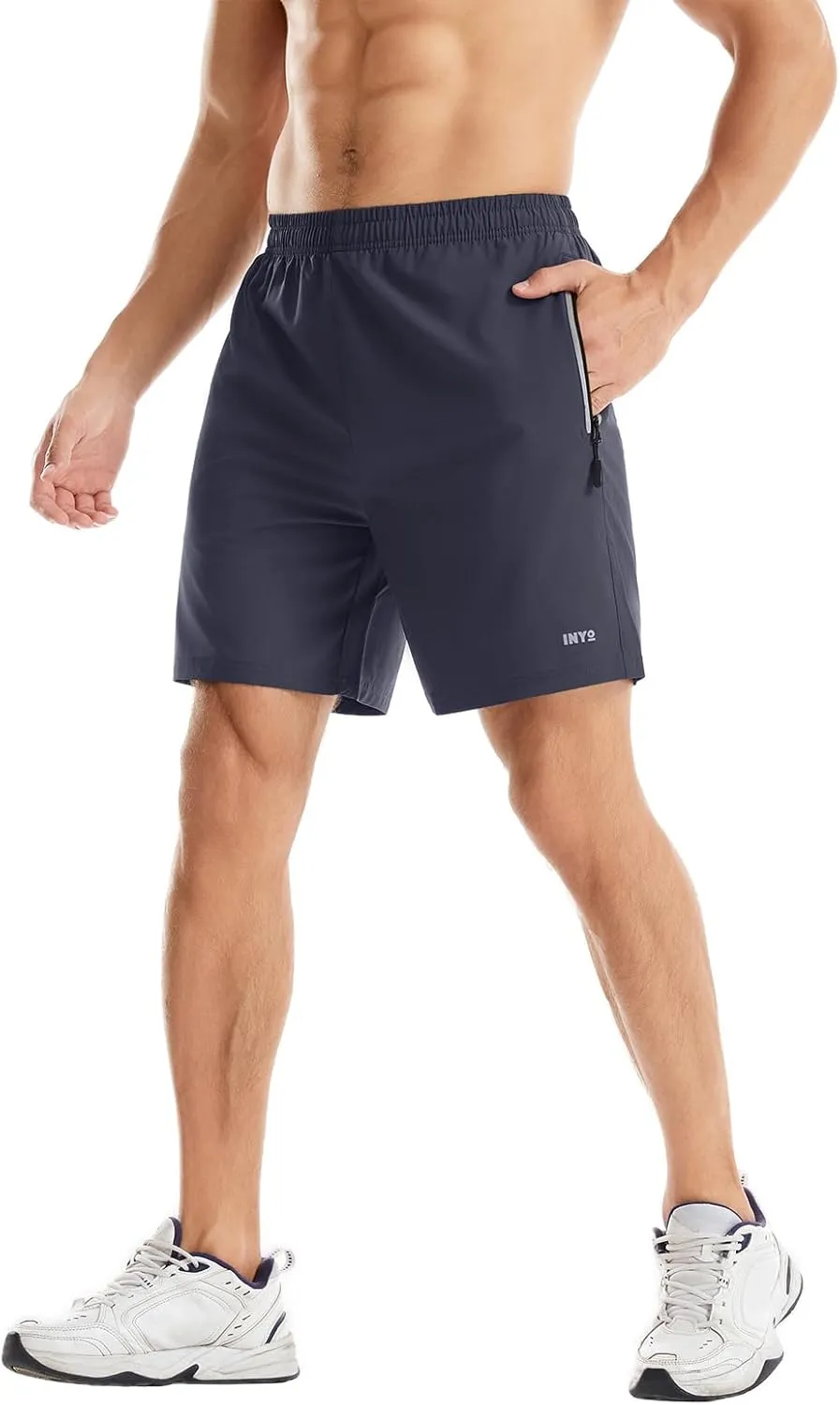 INYO Mens Athletic Short Quick Dry Lightweight Running Shorts Zipper Pockets Breathable Tennis Shorts