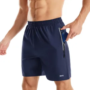 INYO Mens Athletic Short Quick Dry Lightweight Running Shorts Zipper Pockets Breathable Tennis Shorts