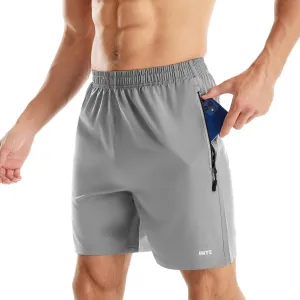 INYO Mens Athletic Short Quick Dry Lightweight Running Shorts Zipper Pockets Breathable Tennis Shorts