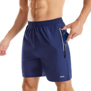 INYO Mens Athletic Short Quick Dry Lightweight Running Shorts Zipper Pockets Breathable Tennis Shorts