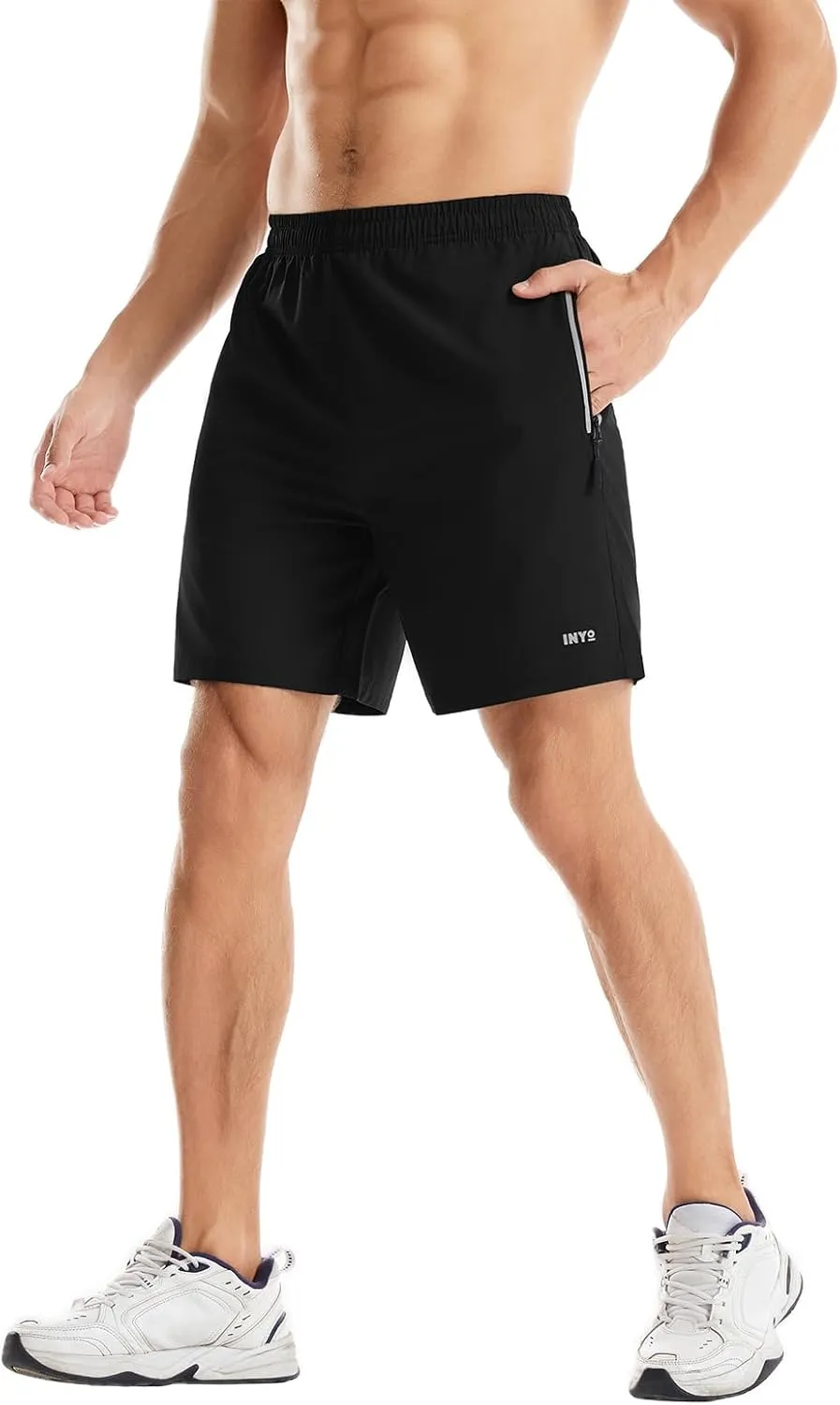 INYO Mens Athletic Short Quick Dry Lightweight Running Shorts Zipper Pockets Breathable Tennis Shorts