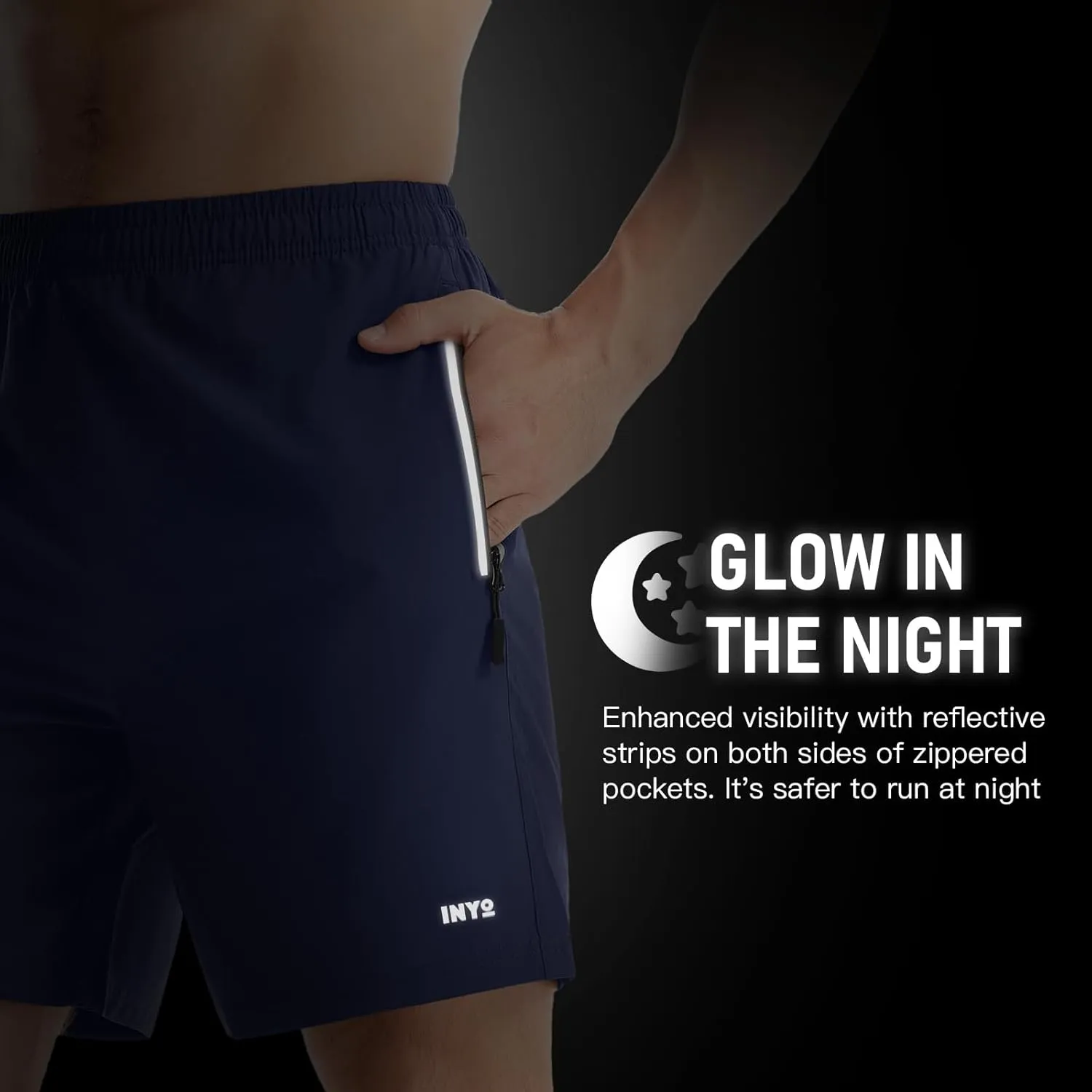 INYO Mens Athletic Short Quick Dry Lightweight Running Shorts Zipper Pockets Breathable Tennis Shorts