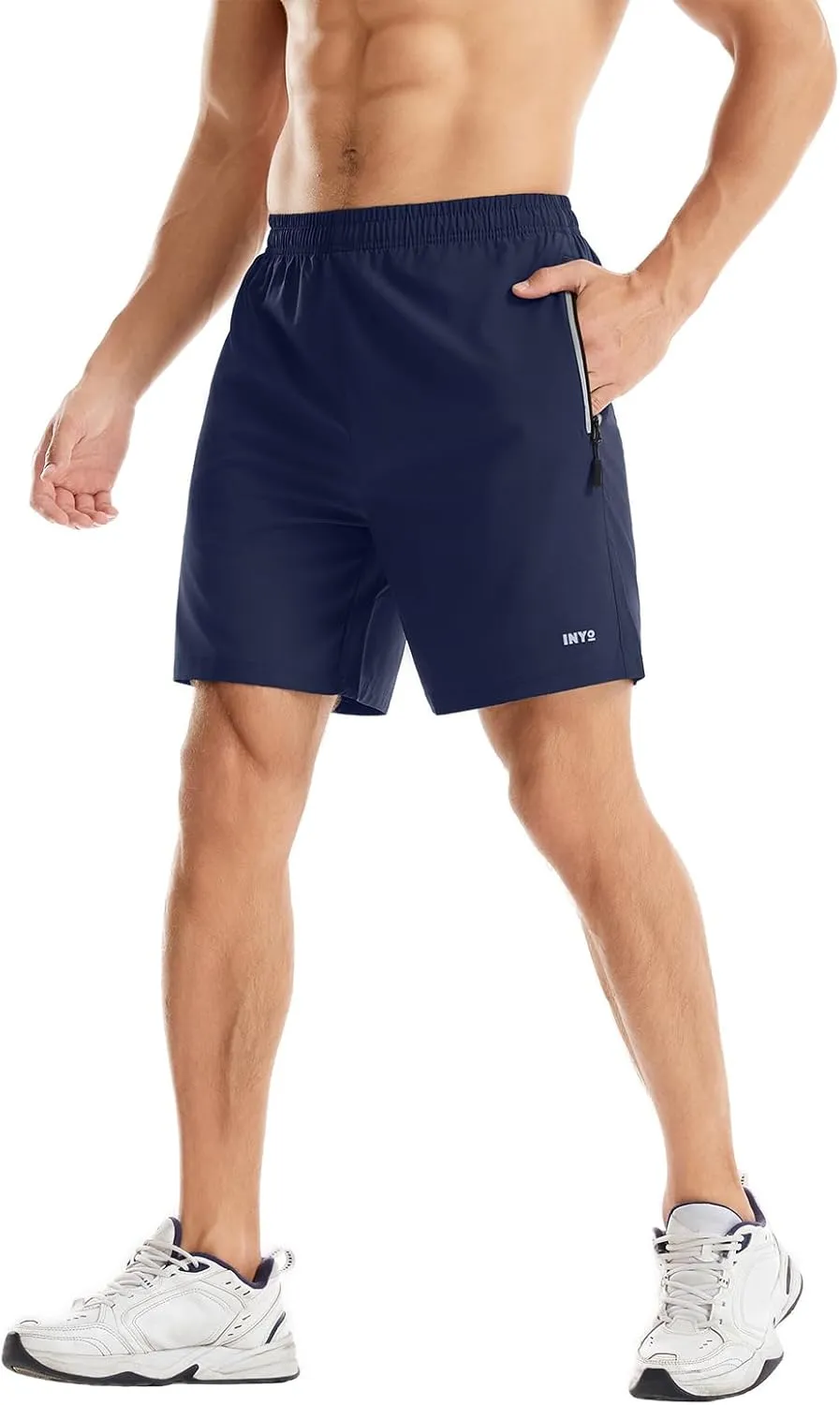 INYO Mens Athletic Short Quick Dry Lightweight Running Shorts Zipper Pockets Breathable Tennis Shorts