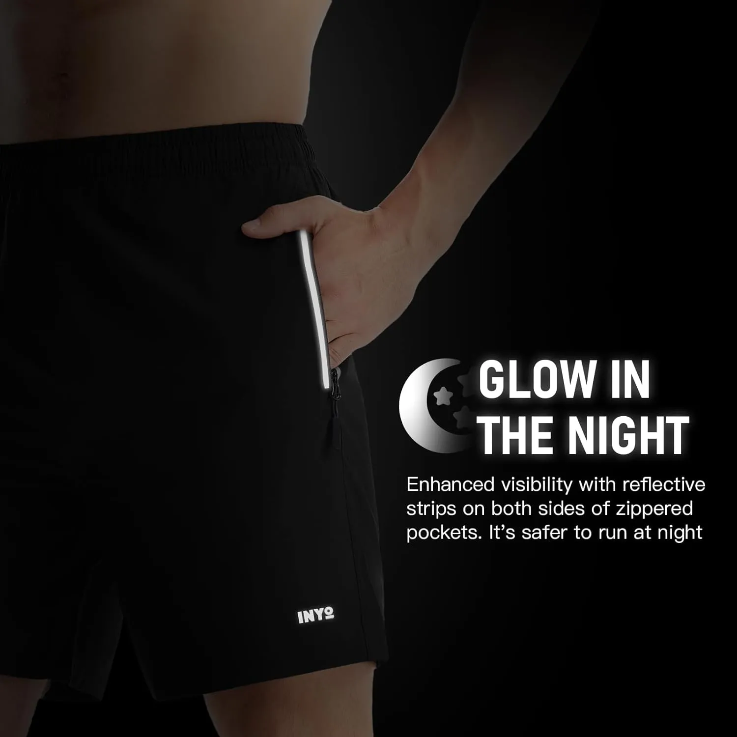 INYO Mens Athletic Short Quick Dry Lightweight Running Shorts Zipper Pockets Breathable Tennis Shorts