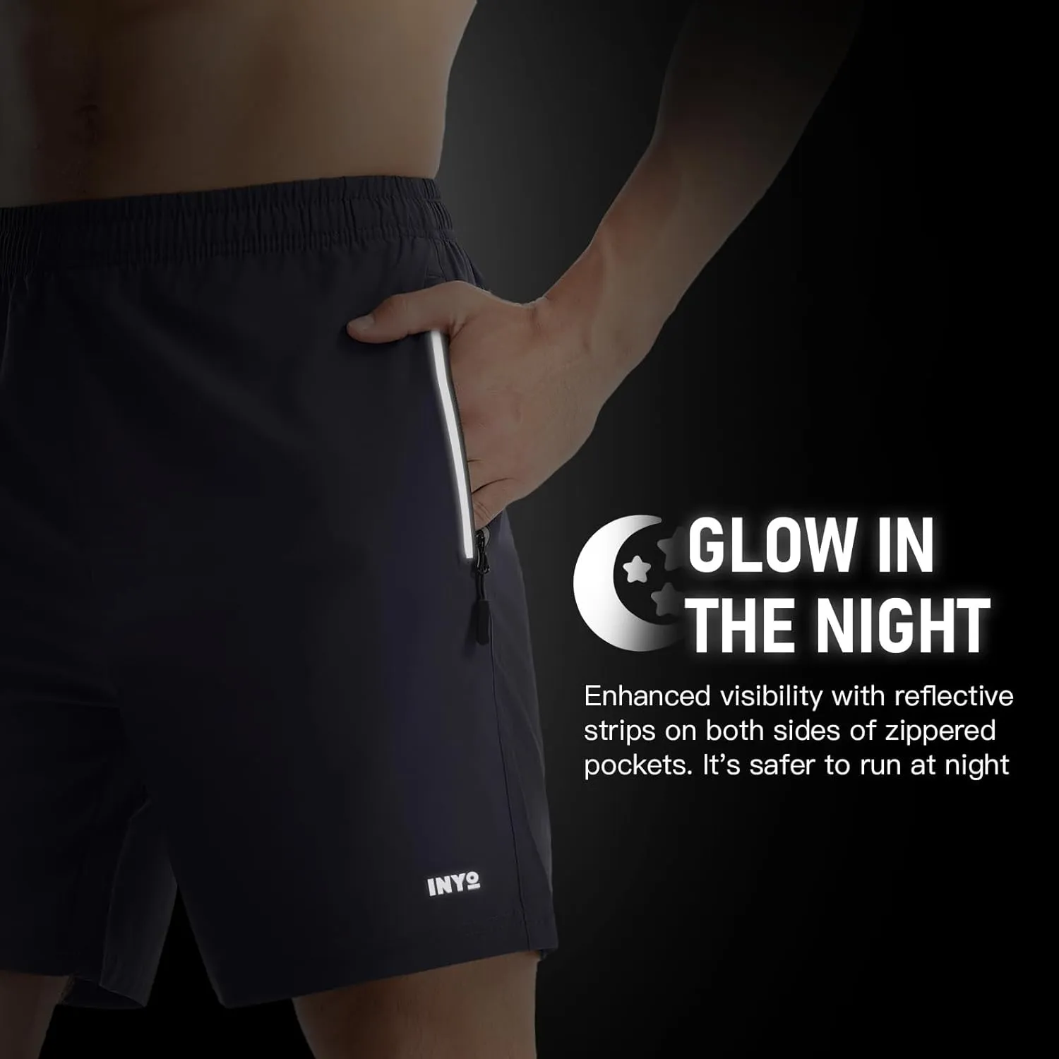INYO Mens Athletic Short Quick Dry Lightweight Running Shorts Zipper Pockets Breathable Tennis Shorts
