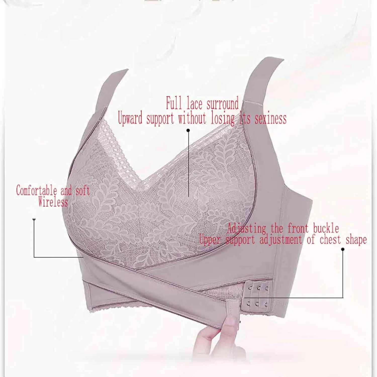 Kendally Bra, Kendally Comfy Corset Bra Front Cross Side Buckle Lace Bras Wireless Slim and Shape Bra for Older Women